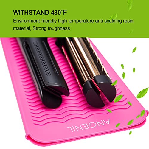 ANGENIL Resistant Silicone Mat Pouch for Hair Straightener Professional Beach Wave Curling Iron 2 in 1, Titanium Ceramic Flat Ir