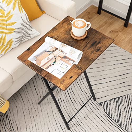 HOOBRO Folding TV Tray Tables, Set of 2 Side Table for Small Space, Industrial Snack Tables for Eating at Couch, Stable Me...