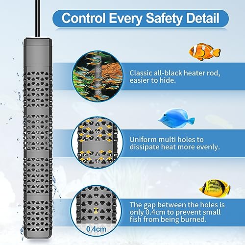 HiTauing Aquarium Heater, Upgraded 300W/500W Fish Tank Heater with Intelligent Leaving Water Automatically Stop Heating an...