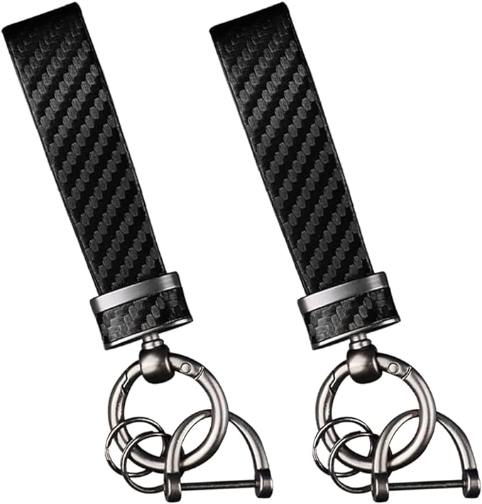 Turcee 2PCS Carbon Fiber Car Keychain Kit,Gift for Men and Women,Quick Release Spring with D-Ring Anti Lost Car Keychain O...