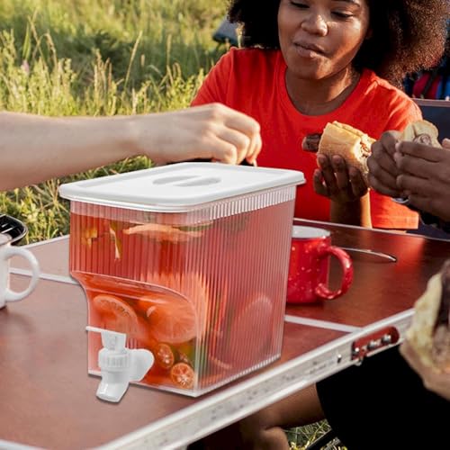 Water Dispenser with Spigot, 1 Gallon Leak-proof Plastic Drink Dispenser with Lid, Fridge Iced Juice Dispensers for Party,...