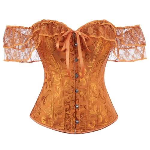 SHYMMUO Corset Top for Women Renaissance Steampunk Bustier Top Sexy Lace Up Corset Top Festival Pirate Halloween Costume