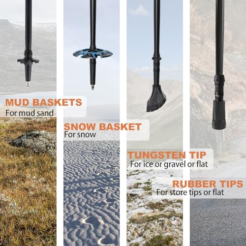 G2 GO2GETHER Aluminum Trekking Poles - Quick Adjustable Locks, Comfort Handle, Padded Strap, Snow Baskets - Walking Sticks...