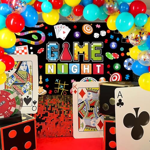AIBIIN Game Night Backdrop Board Game Game Night Decorations Banner Card Game On Backdrop Party Supplies Banner Photo Boot...