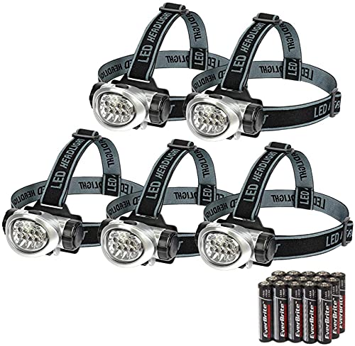 EverBrite 5-Pack LED Headlamp, 4 Lighting Modes, Pivoting Head with Adjustable Headband, Perfect for Running, Camping and ...