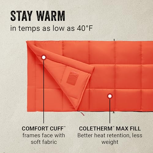 Coleman Kompact 20°F/30°F/40°F Sleeping Bag, Cool-Weather Adult Sleeping Bag with Heat Retention, Stuff Sack, & Snag-Free ...