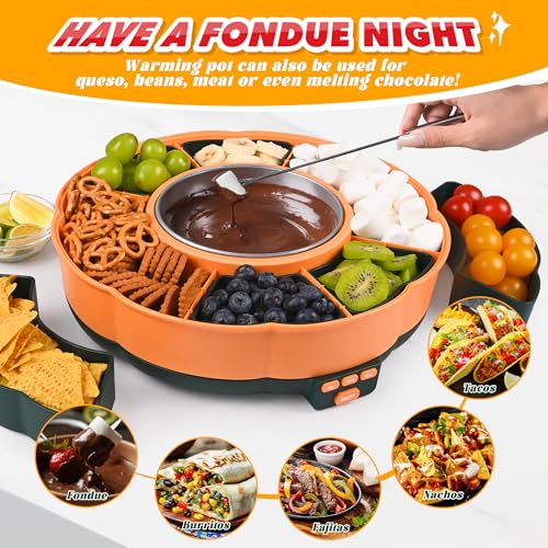 Taco Tuesday Kit - Taco Bar Serving Set for a Party with 33oz Heated Pot, 4 Taco Holders, Detachable Lazy Susan Tray, Perf...