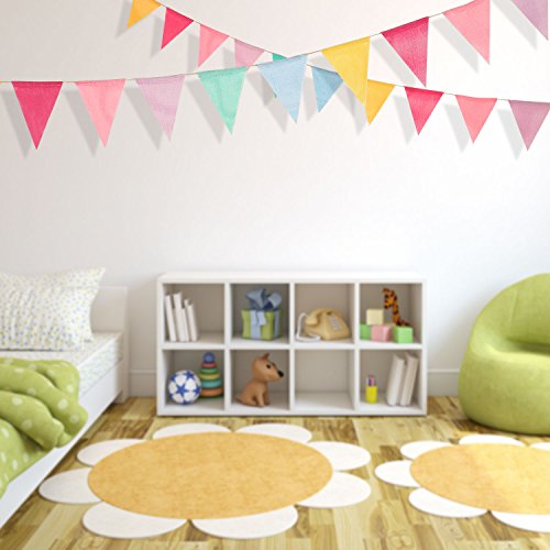 Boao 48 Pieces 36 Feet 4.9x6.7 Inch Colorful Pennant Flags Banner Imitated Burlap Bunting Banner Triangle Flag Garland for...