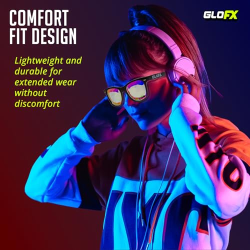GloFX Snaps: Diffraction Rave Glasses | Black Magnetic Snap Frames with Line, Heart, and Star Lenses | 3D Prisms, Heart, a...