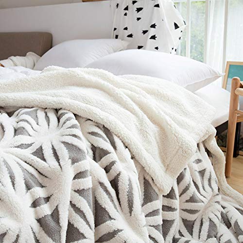 LOMAO Sherpa Fleece Blanket Fuzzy Soft Bed Blanket Dual Sided Throw Blanket fit Couch Sofa (Grey,51x63)