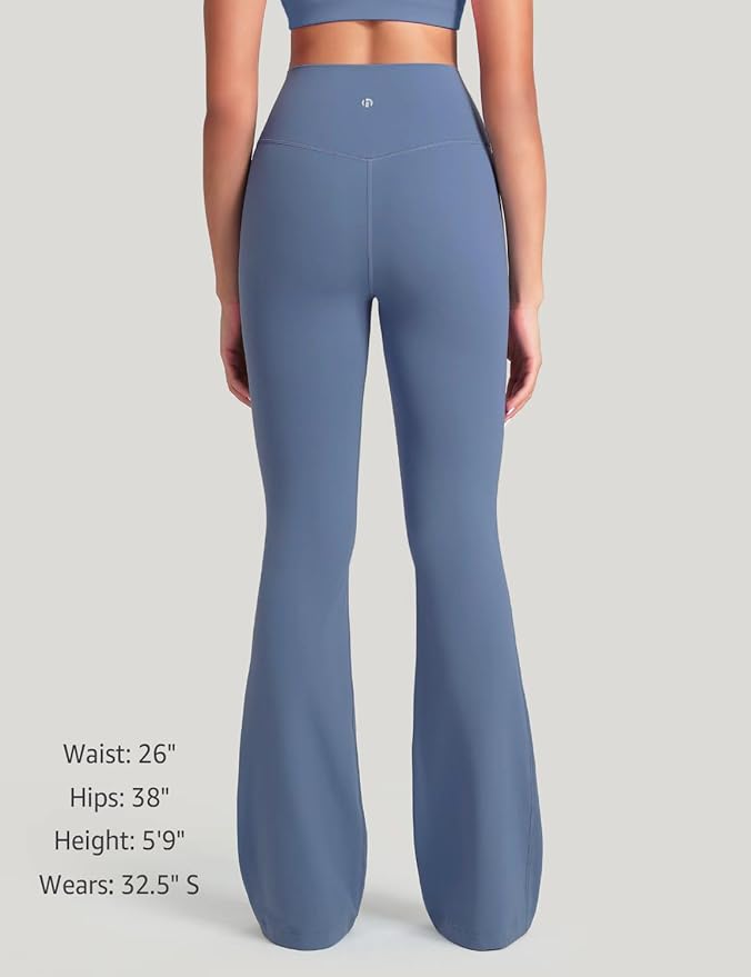 HeyNuts Harmony Flare Leggings 29"/30.5"/32.5"/34.5", High Waisted Tummy Control Wide Leg Bootcut Yoga Pants Lounge Soft