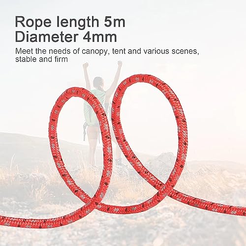 Smithok 16.4ft 6 Pack 4mm Guy Lines Ultralight Tent Cords with Aluminum Adjuster Tensioner Outdoor Camping Guylines Ropes ...