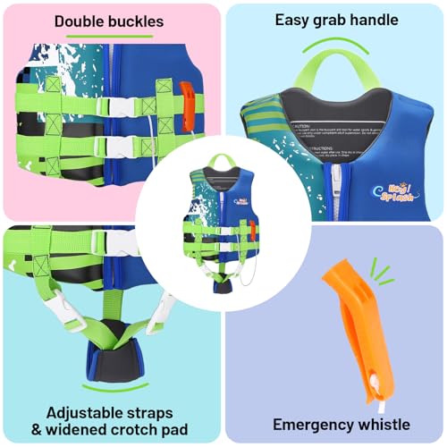 HeySplash Toddler Swim Vest, Kids Swimming Jacket Fit 30-50/50-80lbs, Child Floaties Vest wiht Safety Strap, Float Jacket ...