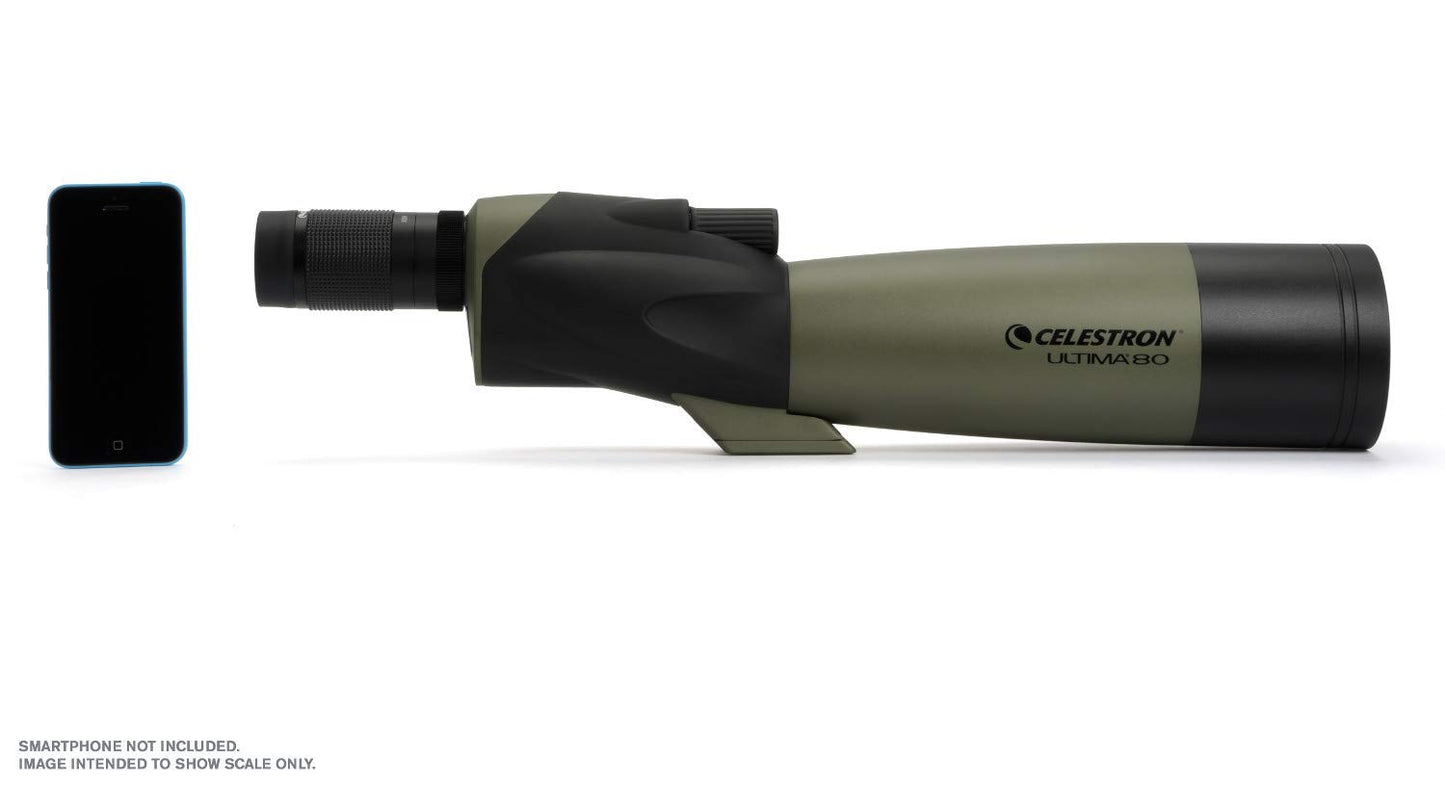 Celestron – Ultima 80 Straight Spotting Scope – 20-60x Zoom Eyepiece – Multi-Coated Optics for Bird Watching, Wildlife, Scenery and Hunting – Waterproof and Fogproof – Includes Soft Carrying Case