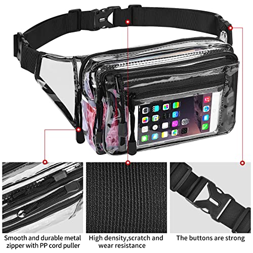 Clear Bag Stadium Approved Large Clear Fanny Pack for Women for Work,Multi-purpose Waist Bag for Travel & Sporting Event