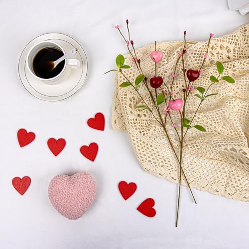 Yawwind 12 PCs Valentine Table Centerpieces 17 Inches Valentines Picks Valentines Day Floral Stems Romantic Heart Flower P...