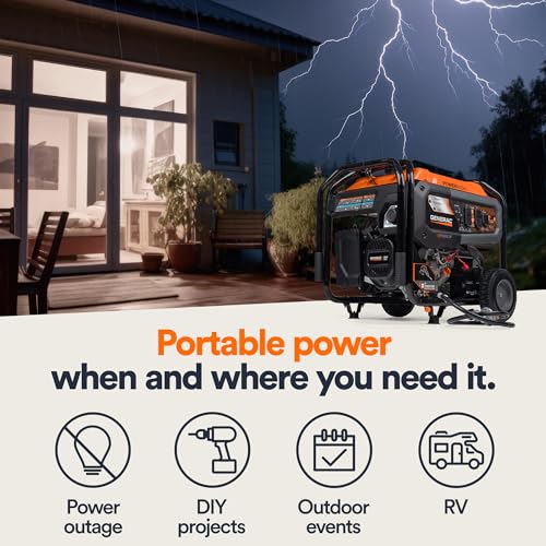 Generac 8011 GP7500E 7,500-Watt Dual-Fuel Compatible Portable Generator - Gas and Propane - COsense Technology with Electr...