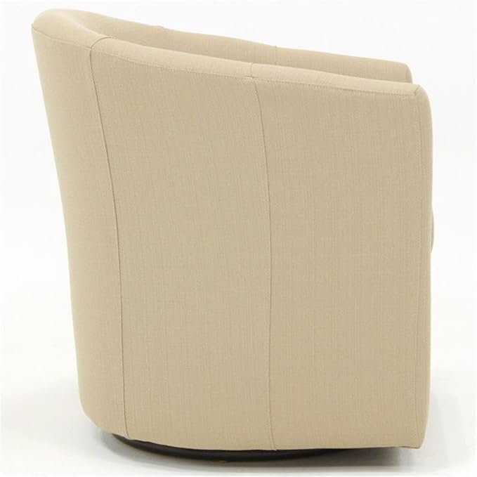 Pemberly Row Traditional Fabric Swivel Club Chair in Cream Finish