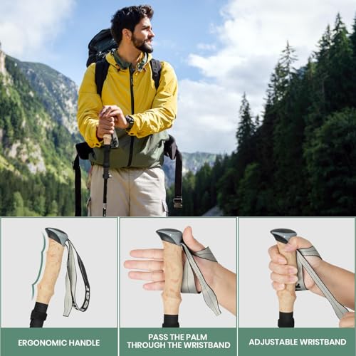 aiGear 2 Pack Collapsible Lightweight Trekking Poles, Adjustable 7075 Aluminum Hiking Poles with Anti-Shock EVA Foam Grips...