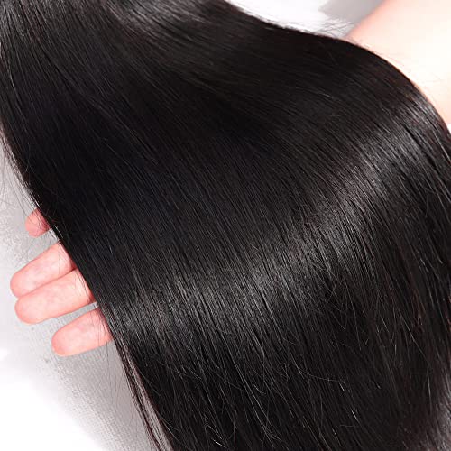 Subella Brazilian Straight Hair 3 Bundles Grade 10A Virgin Brazilian Straight Human Hair Bundles Weave Natural Black Color (18 20 20inch)