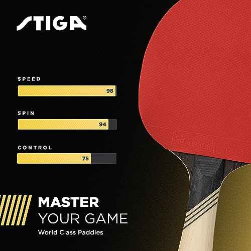 STIGA Carbon+ Ping Pong Paddle ? 7-ply Extra Light Carbon Fiber Blade ? 2mm Premium Sponge ? Concave Pro Handle for Exceptional Grip ? Performance Table Tennis Racket for Tournament-Level Play Red