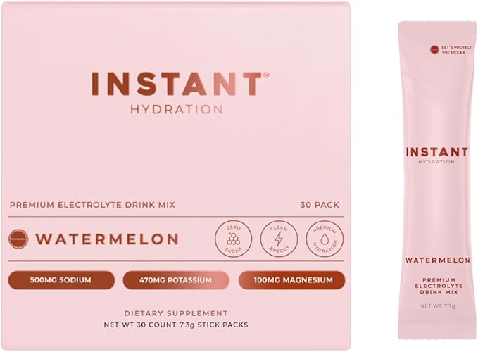 Instant Hydration Electrolytes Powder Packets - Watermelon Electrolyte Drink Mix - Zero Sugar - Keto, Vegan, Gluten-Free, ...