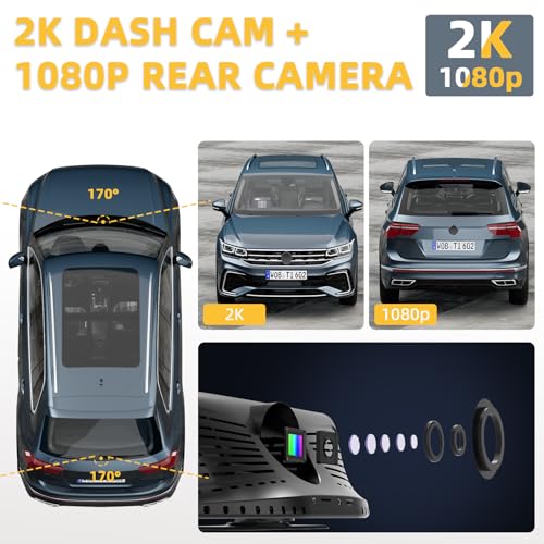 8.1" HD Wireless Carplay Screen for Car with 2K Dash Cam 1080P Backup Cam Carplay Screen Portable Car Stereo Touchscreen w...