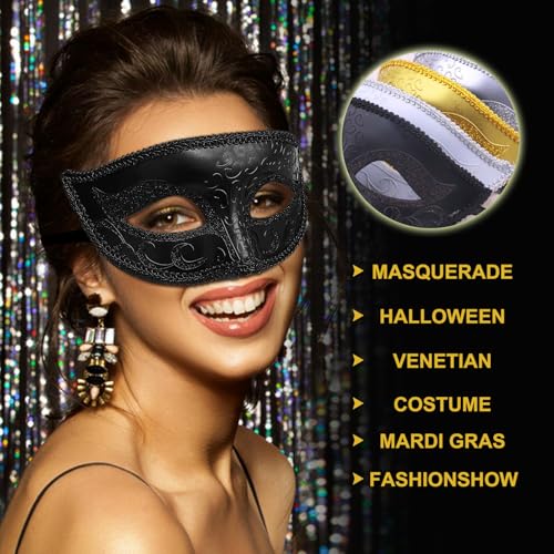 Ralleyfun Masquerade Mask for Men Women Couple Ventian Halloween Masks for Party Prom Ball