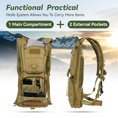MARCHWAY Tactical Molle Hydration Pack Backpack with 3L TPU Water Bladder, Military Daypack for Cycling, Hiking, Running, ...