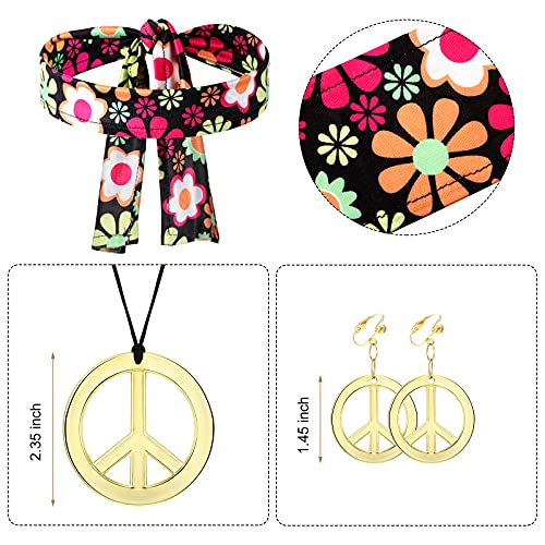 SATINIOR 70s 60s Hippie Costume Set 70s Outfits Accessories for Carnival Party Halloween Women Disco Dress