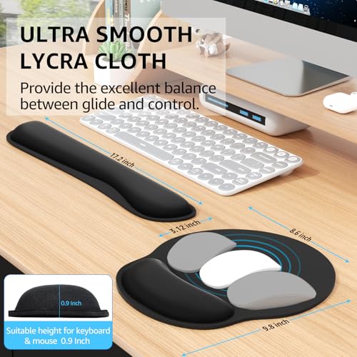 KTRIO Ergonomic Keyboard Wrist Rest and Mouse Pad with Wrist Rest Set, Memory Foam Wrist Support for Typing, Gaming, Offic...