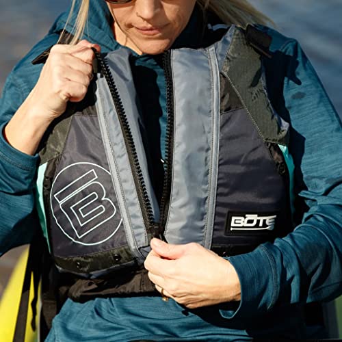 BOTE Universal Foam Paddling Fishing Adult PFD Zipper 2 Stash Pocket Vest Life Jacket for Adults USCG Approved Type III Ka...