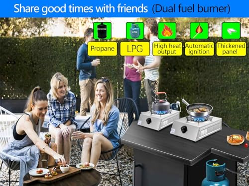Horynar Propane Stove Single Burner Propane Stove 1 Burner 12,000 BTU Dual Fuel Auto Ignition with CSA Converter / QCC1 LP...