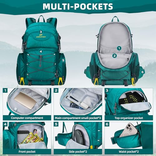 Maelstrom Hiking Backpack,40L Waterproof Camping Backpack,Men Women Packable Hiking Daypack with Rain Cover,Lightweight Tr...