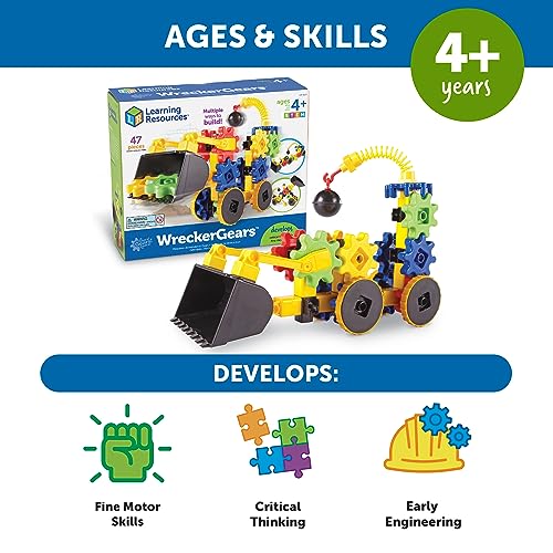 Learning Resources Gears! Gears! Gears! WreckerGears, STEM Activities, Fine Motor Skills, Toddler Explorer Kit, Science an...