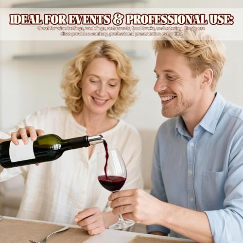 Cofimkate 30Pcs Individually Wrapped 3-Inch Wine Pourer Discs, Disposable Anti-Drip Liquor Pour Spouts for Wine & Liquor B...
