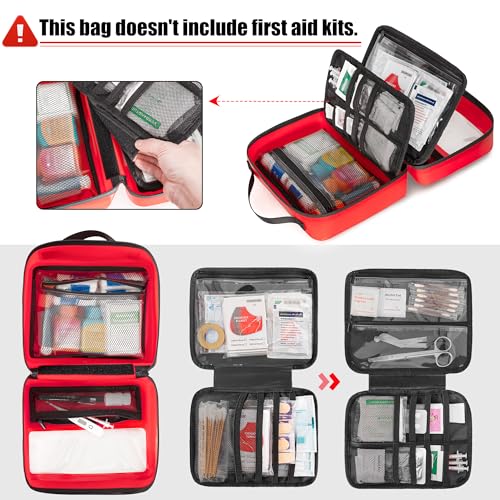Marscamd Waterproof Empty First Aid Bag with a Detachable Panel, Small Medical Bag with Molle System, Red (Bag Only)