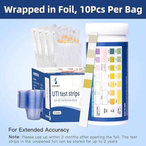4-in-1 UTI Test Strips, 50ct Full Panel Urinary Tract Infection Test Kit at Home for Women Men Kids, Urinalysis Leukocyte...