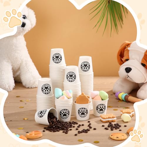 Yungyan 100 Pcs 3 oz Tiny Pup Cups for Dogs Mini Cups for Cream Mini Dog Paw Disposable Paper Container for Cafe Bar Pet T...