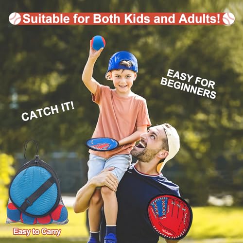 Toss and Catch Ball Game, Kids Toddler Baseball Glove & Catch Ball Toys, Kids Outdoor Games for Family, Toys for Beach Yar...