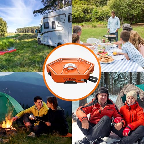 Cofiyard 1-Burner Propane Stove Portable Camping Stove with Carry Strap, Backpacking Camp Stove for Outdoor Cooking, Flic...