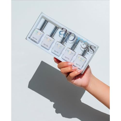 APR?S Heavenly Top Gelcoat Set, 5-Pack Non-Wipe Nail Gel Polish Top Coat, Shimmery Long Lasting Topcoat
