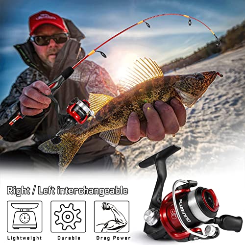 PLUSINNO Ice Fishing Rod, Ultralight and Sensitive Ice Fishing Rod and Reel Combo, 26"/27"/28" for Trout, Walleye, Perch, ...