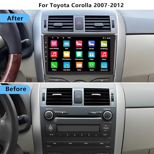 Car Stereo for Toyota Corolla 2007-2012 with Wireless Apple Carplay and Android Auto,9 Inch Touch Screen Car Radio with 4K...