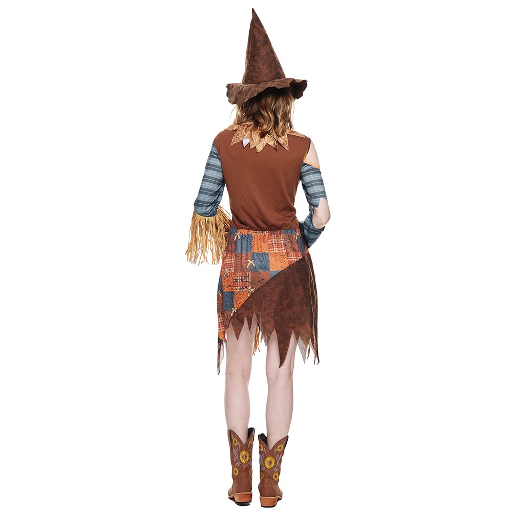 EraSpooky Women Wicked Scarecrow Costume Adult Halloween Straw Dress Kit