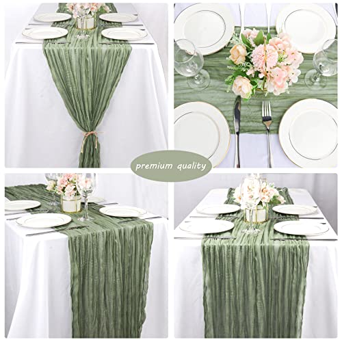 12 Pack 10Ft Cheesecloth Table Runner 35x120 Inch Boho Gauze Table Runner Cheese Cloth Long Romantic Table Runners for Wed...