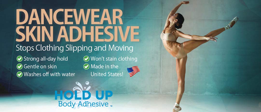 Hold Up Body Adhesive Original Roll-On – Body Glue for Dancers, Skin Adhesive for Compression Stockings, Sock Glue for Costumes, Lingerie, Cosplay, Fashion & Support Wear – 2 oz – Made in The USA