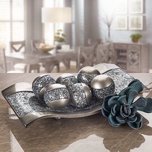 Creative Scents Schonwerk Silver Decorative Balls for Bowls and Vases, Set of 3 Decorative Orbs for Centerpiece Bowls - Ce...