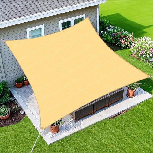 Amagenix Sun Shade Sail 16'X20' Curved Edge Outdoor Shade Canopy Sand Breathable 95% UV Block Shade Cloth for Patio Garden...