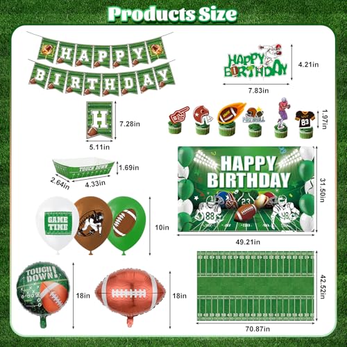 YIGZAG Football Birthday Party Decorations with Balloons Banner Cupcake Toppers Tablecloth & Backdrop and Paper Food Tray ...